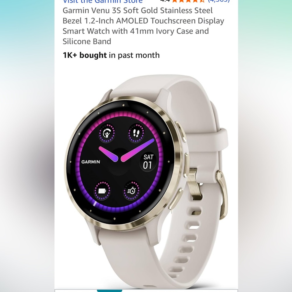 Garmin Venu 3S with Ivory Band and Gold Bezel